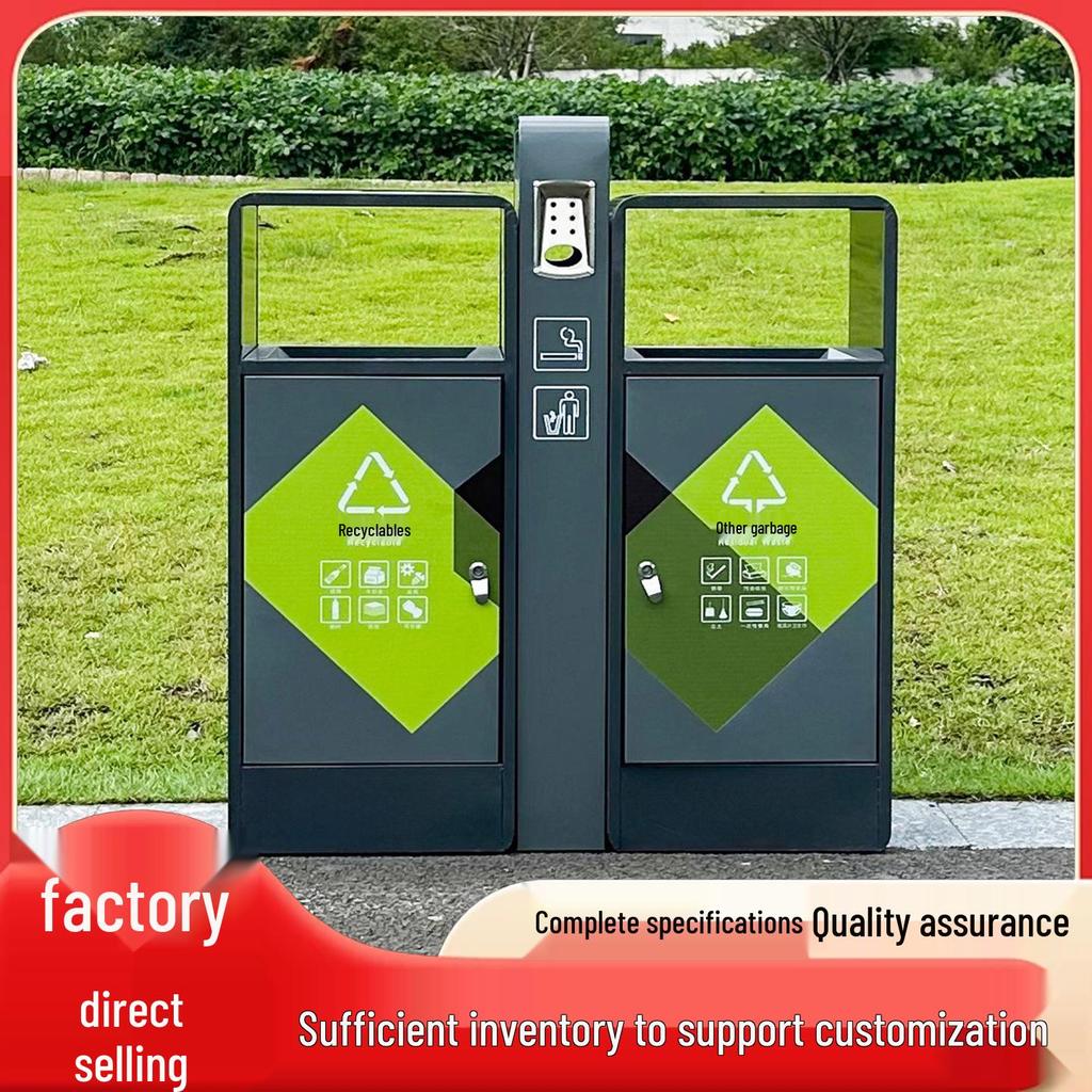 Stainless Steel Large Outdoor Trash Can for Sorting Waste