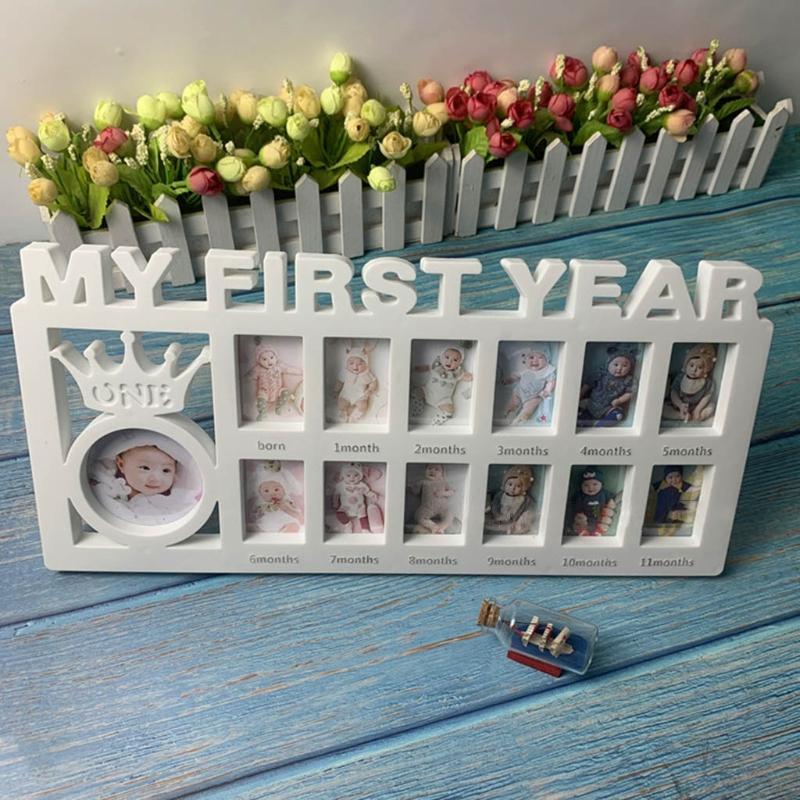 First Year Milestone Photo Frame Souvenirs My First Year Baby Keepsake Frame for Photo Memories 0-12 Months Pictures