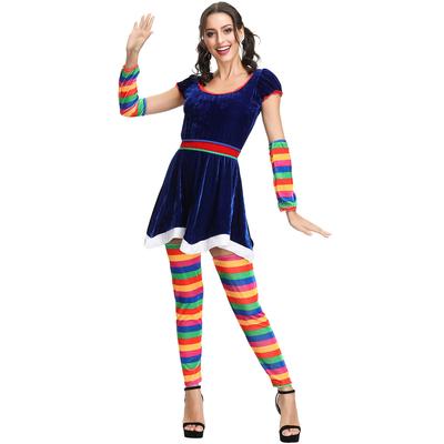 Rainbow Striped Christmas Costumes, Halloween Party Costumes, Drama Circus Clown CO Costumes, Stage Costumes