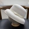 Premium Wool Top Hat Women's Autumn and Winter French Lampshade Hat Silk Hemp Bow Bucket Hat Versatile Basin Hat