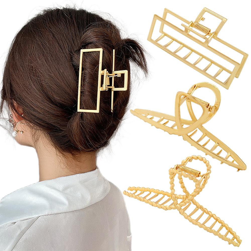 Fashion Metal Hair Claw For Women Gold Silver Color Cross Crab Hair Clip Korean Elegant Geometric Hairpin Girl Hair Accessories