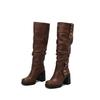 Women's High-heeled Boots Autumn and Winter Thick-heeled Large-size Casual Boots Roman Medium Boots
