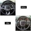 Steering Wheel Cover Trim For Dodge Durango 14+ Challenger Charger 15+ Carbon