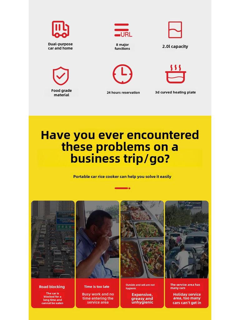 Self-Driving Tour Car Rice Cooker - 12V/24V for Trucks and Cars