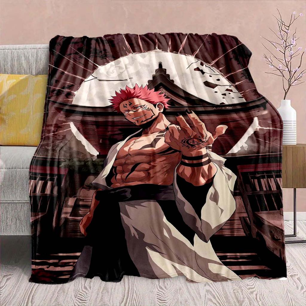 Jujutsu Kaisen Anime Flanelldecke - Weich Warm Perfekt für Sofa, Bettwäsche Camping Reise Büro Heimdekoration -QJY