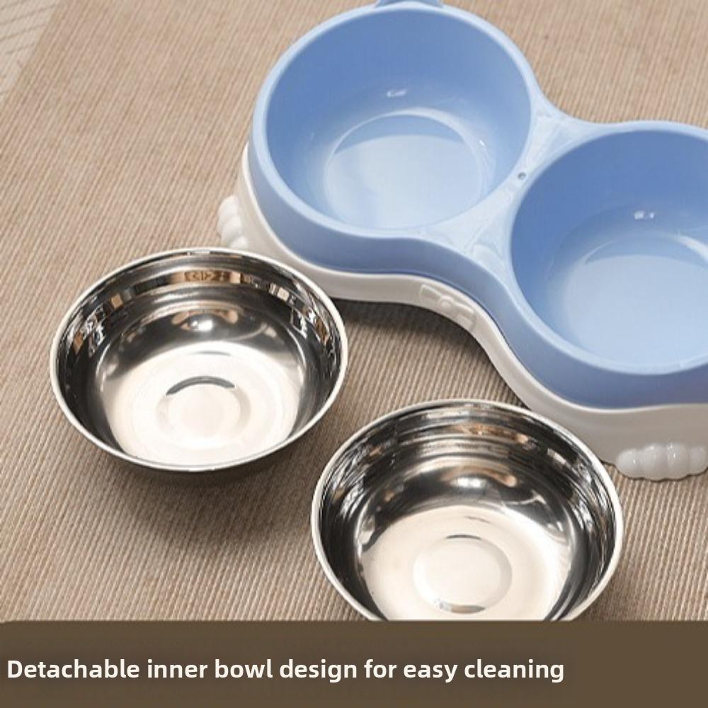 Raised Neck Protection Cat Ear Pet Double Bowl Anti-spill Pet Feeding Bowl Small Pet Food Bowl