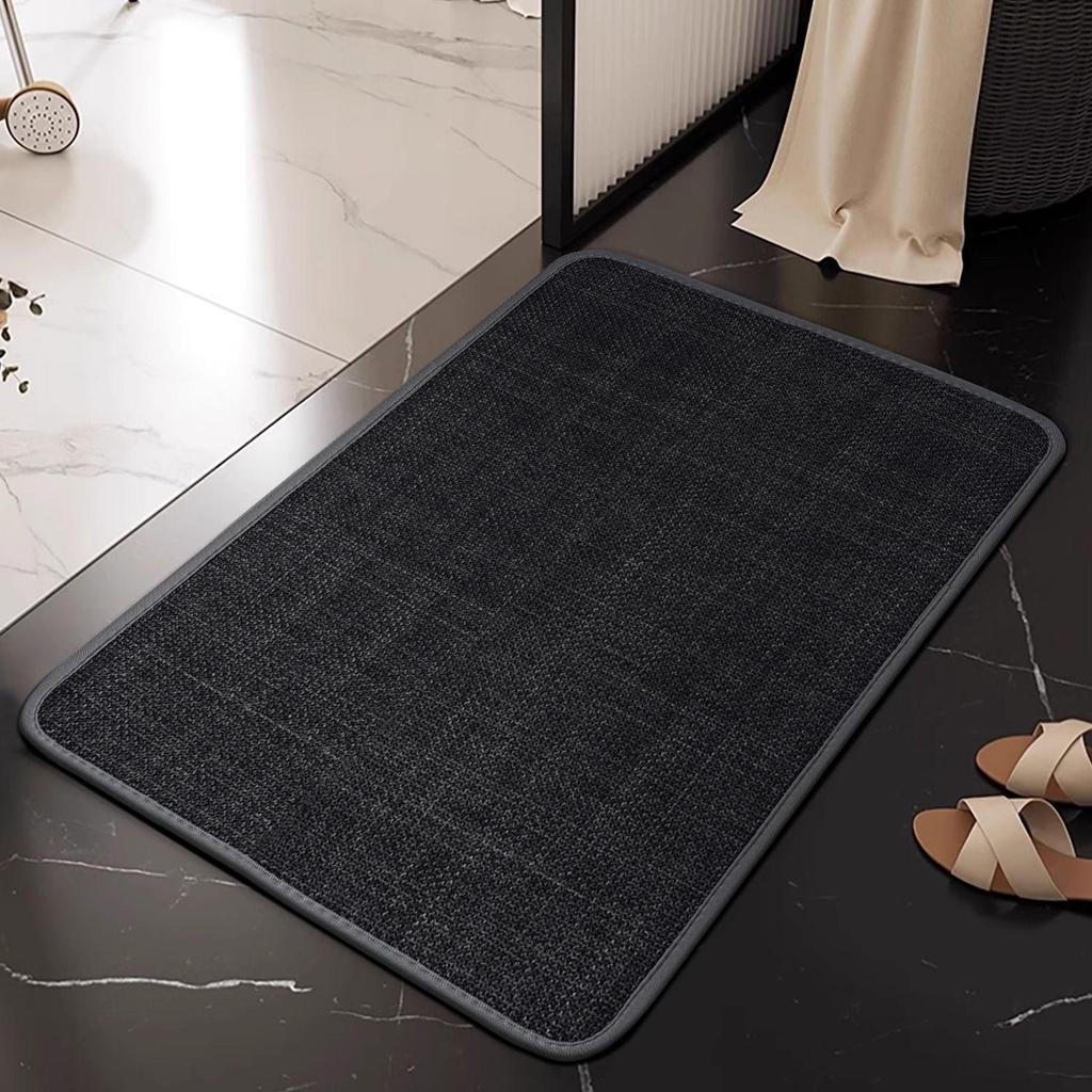 Linen Diatomaceous Earth Non-Slip Bath Mat: Strong Water Absorption, Anti-Fall Design for Bathroom and Washroom