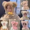 Cartoon Integrated Beanie Hat Scarf Plush Ear Protection Hat Fashion Winter Baby Hat  for Children