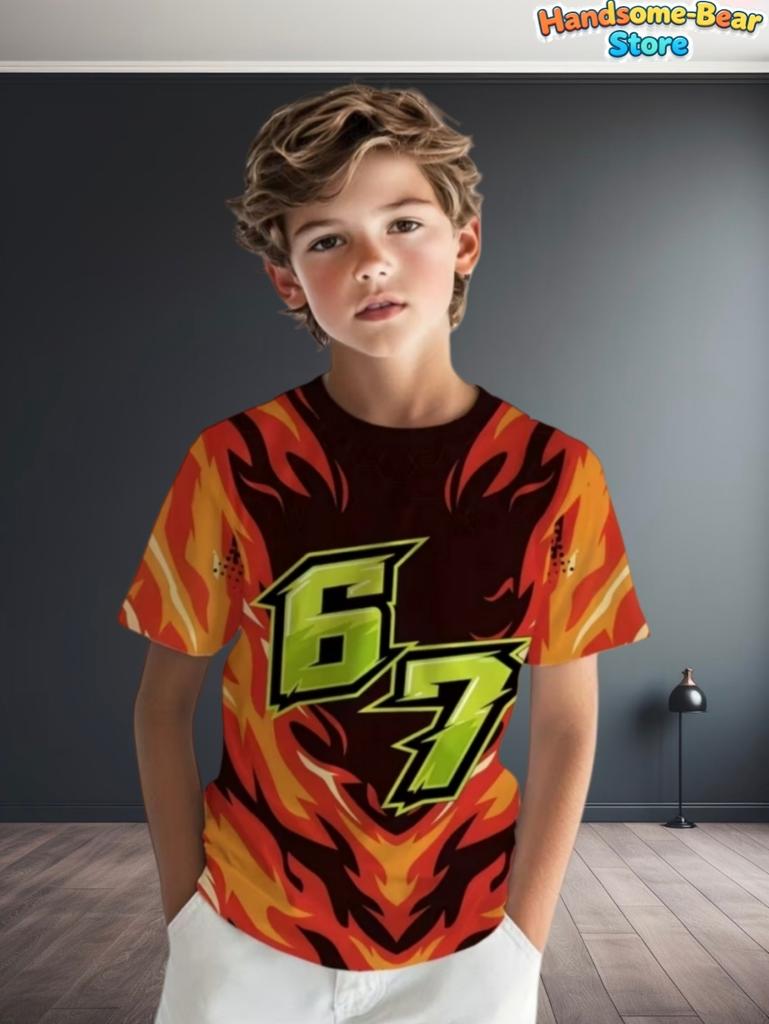 Interessante Maglietta per Bambini No. 67 Top Sportivo da Basket Estivo a Maniche Corte Svasato Moda per Bambini
