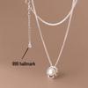 Authentic 999 Pure Silver Pearl Necklace - Elegant French Design Pendant, Perfect Birthday Gift for Girlfriend.