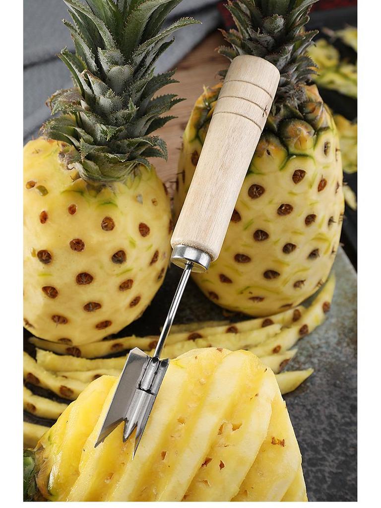 Stainless Steel Pineapple Peeler & Eye Remover with Wooden Handle