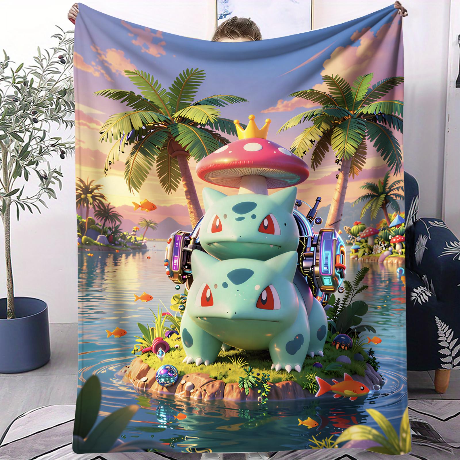 

1PC Pokemon RainforestFlower Edgy Style Print Fleece Blanket for Adult Quality Super Warm Blanket for Travel Picnic Home 70x100cm