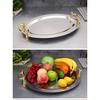 Golden Oval Stainless Steel Big Round Plate Tray Buffet Candy Cake Fruit Mirror Plate Hotel Restaurant Grill Wedding Cute Dish