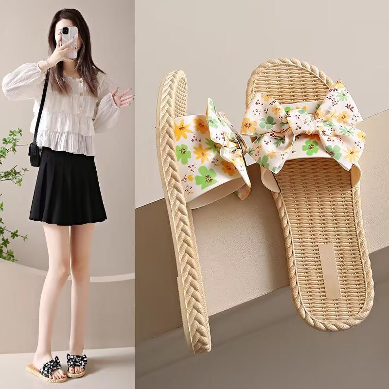 

Женские домашние тапочки с бантом, осенне-летняя классическая обувь 41 разноцветный