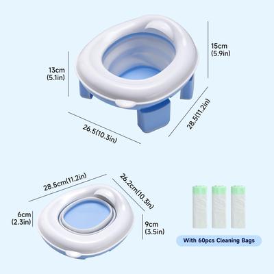 Portable Travel Potty for Toddlers Kids, Foldable Baby Potty Training Toilet Seat with Travel Bag and Storage Bag