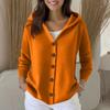 Ladies' Casual Stand Up Collar Knitted Sweater, Solid Color Button Casual Loose Sweater