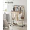 SONGMICS Clothes Rack, 2-Tier, with Shelves and Casters, 91cm Wide, Sturdy, Indoor Clothes Drying Rack, Clothes Storage, Stable, Easy to Move, Just th