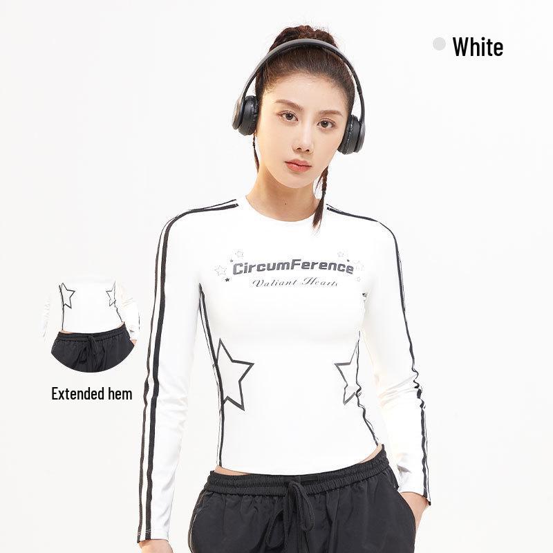 

Juyi Hall Striped Long Sleeve Slimming Yoga Top for Women L