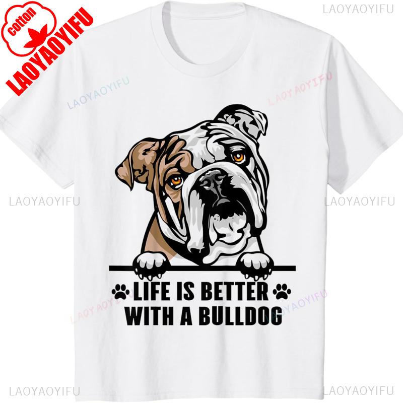 Bulldog Dad Funny English Bulldog Lover Gift TShirt Harajuku Shirts for Clothing Graphic T Shirts Aesthetic Clothes Tops Unisex