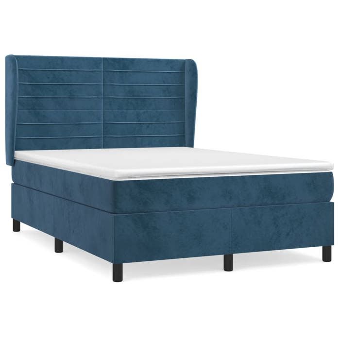 Maison Exclusive - Sommier à lattes de lit et matelas Bleu foncé 140x190cm Velours