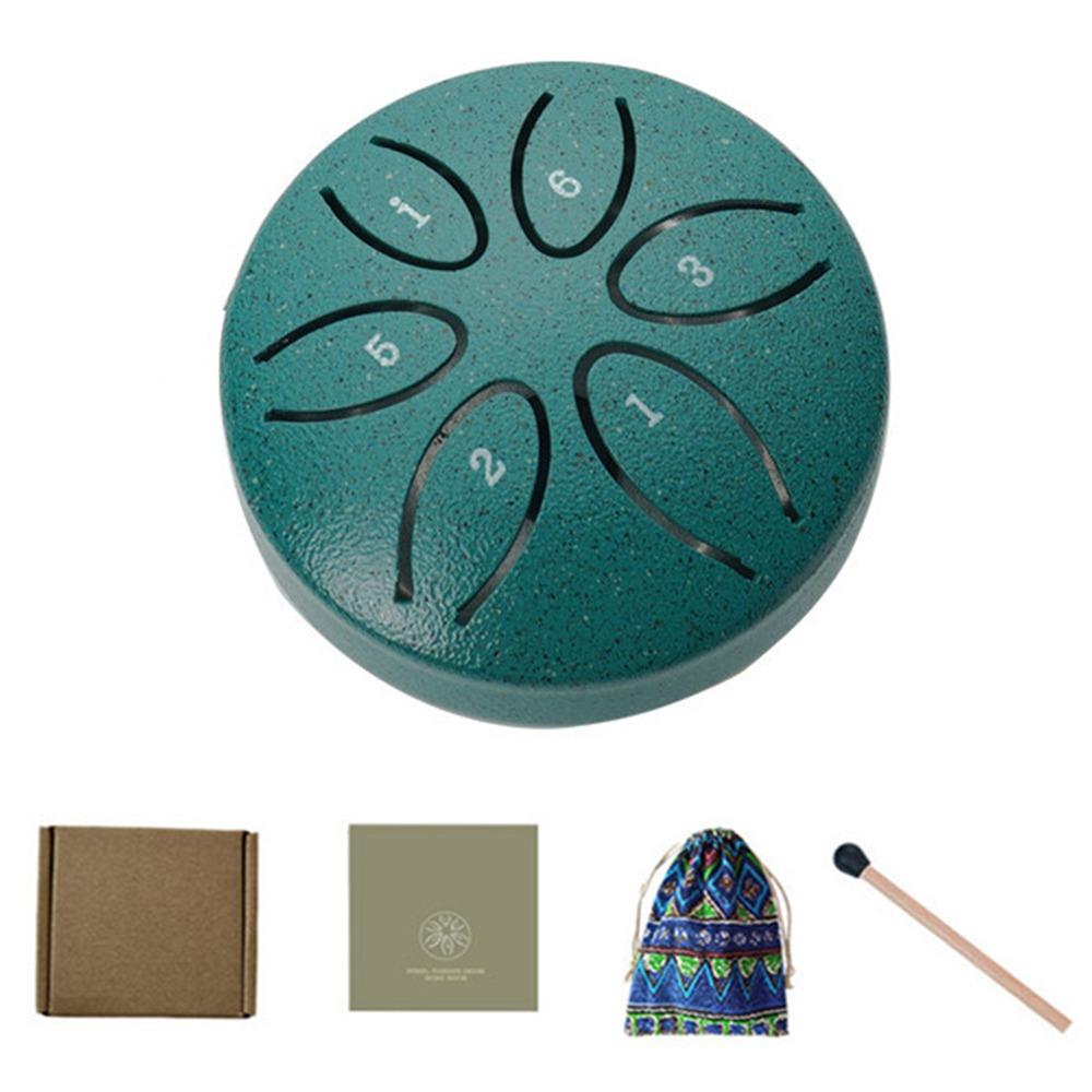 

Мини Хэнд Пэн Барабаны 6 тонов 3 дюйма Медитативный барабан Стальной язычковый барабан Набор Новичок зелёный