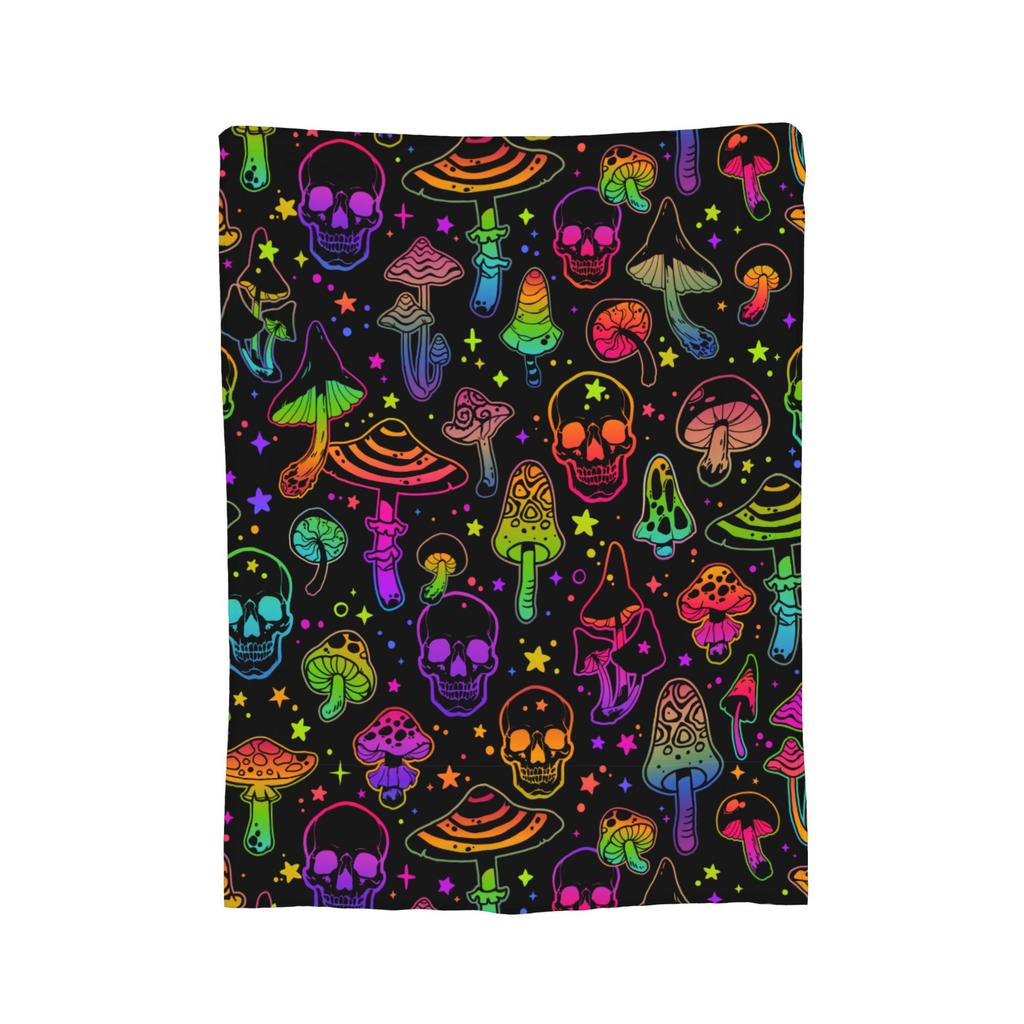 Bright Psychedelic Mushrooms Blanket Coral Fleece Plush Spring/Autumn  Multi-function Soft Throw Blanket for Bed Car Quilt