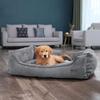 FEANDREA Dog Bed, Linen-Look Pet Bed, Dog Sofa Bed with Raised Edges, Non-Slip Bottom, Removable Washable Cover, XL, for Large Dogs, 110 x 75 x 27 cm