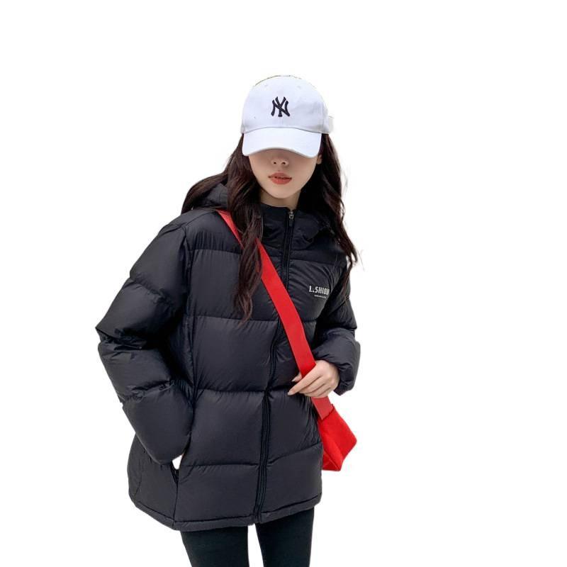 Haine noi din bumbac puf pentru femei, scurte, negre, groase, cu glugă, pentru bărbați, de iarnă, de cuplu, jachetă versatilă tip pâine pentru femei
