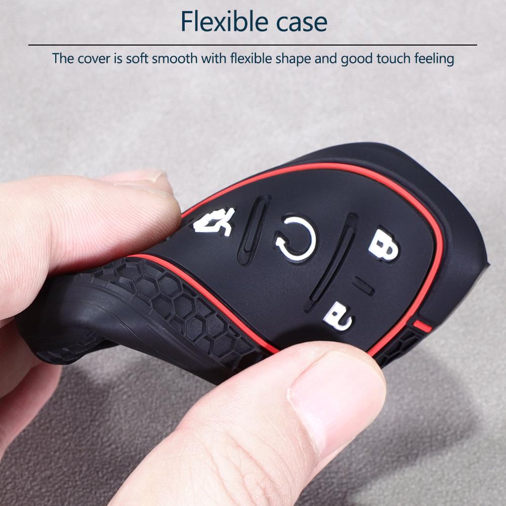 Soft Silicone Key Cover Case Fits For Chevy Traverse Cruze Chevrolet Equinox Malibu 5 Button Silverado Car Smart Key