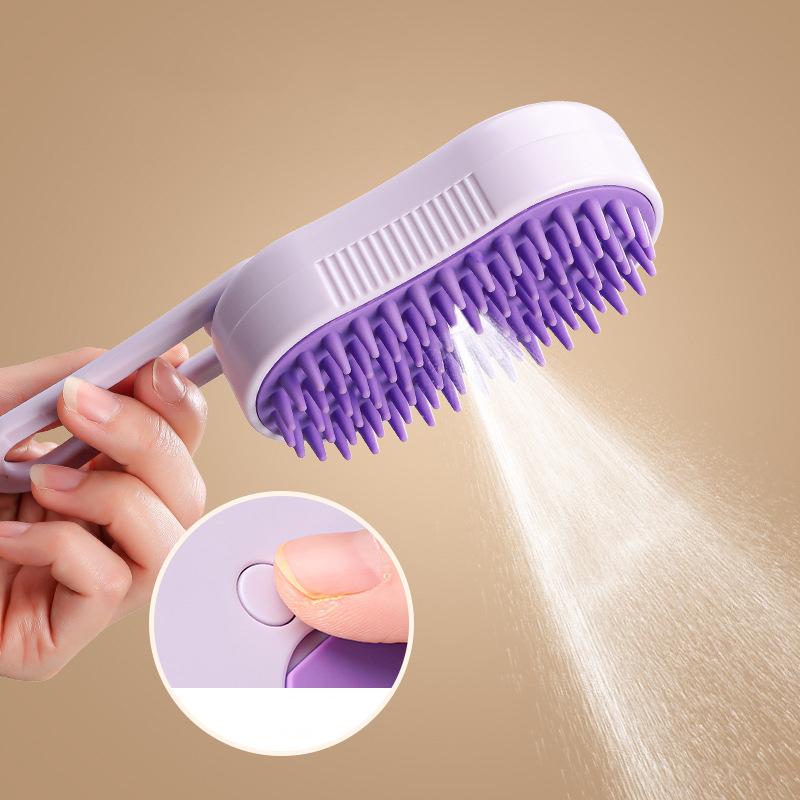 Pet Comb 1PC Grooming Comb Cat and Dog Supplies De-fluffing Knotting Bathing Cleaning Massage One-touch Spray De-shedder