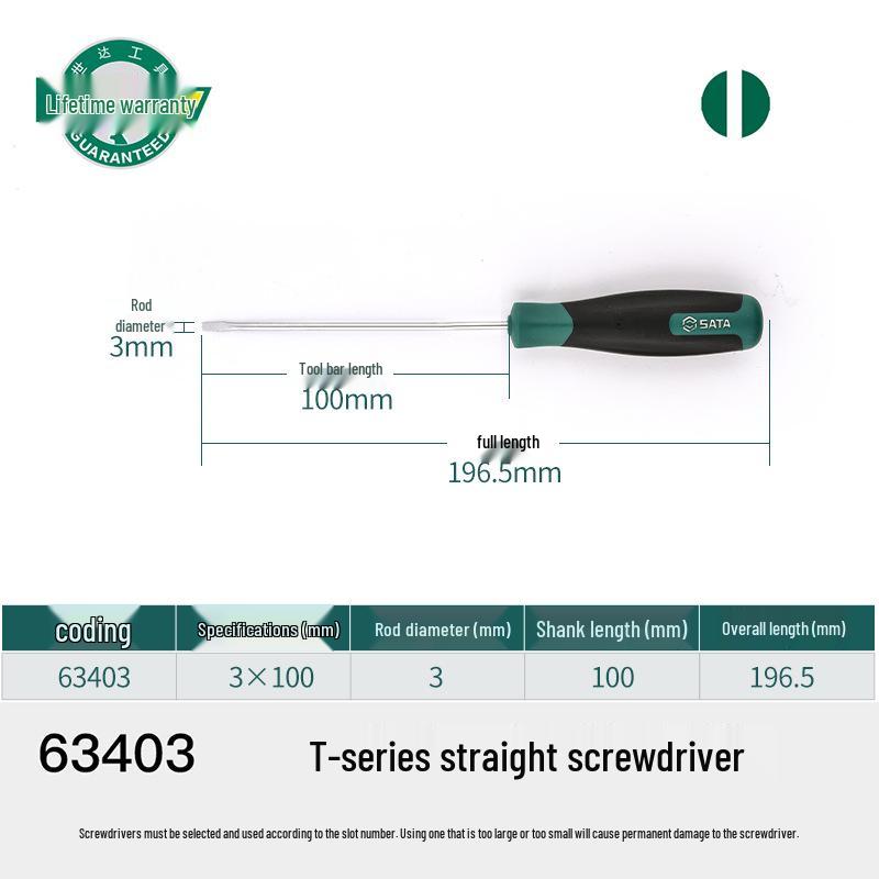 Sata T-Series Flathead Screwdriver (63402-63417) Tool