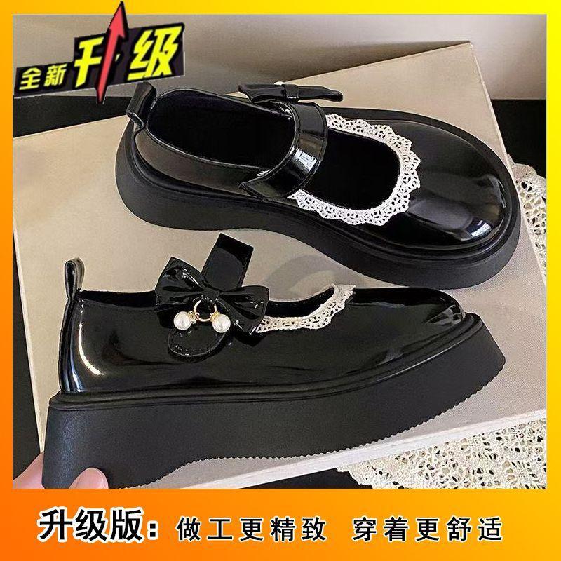 French Sweet Versatile Skirt with Lace Small Leather Shoes Women's 2025 Summer New Velcro Platform Mary Jane Shoes
