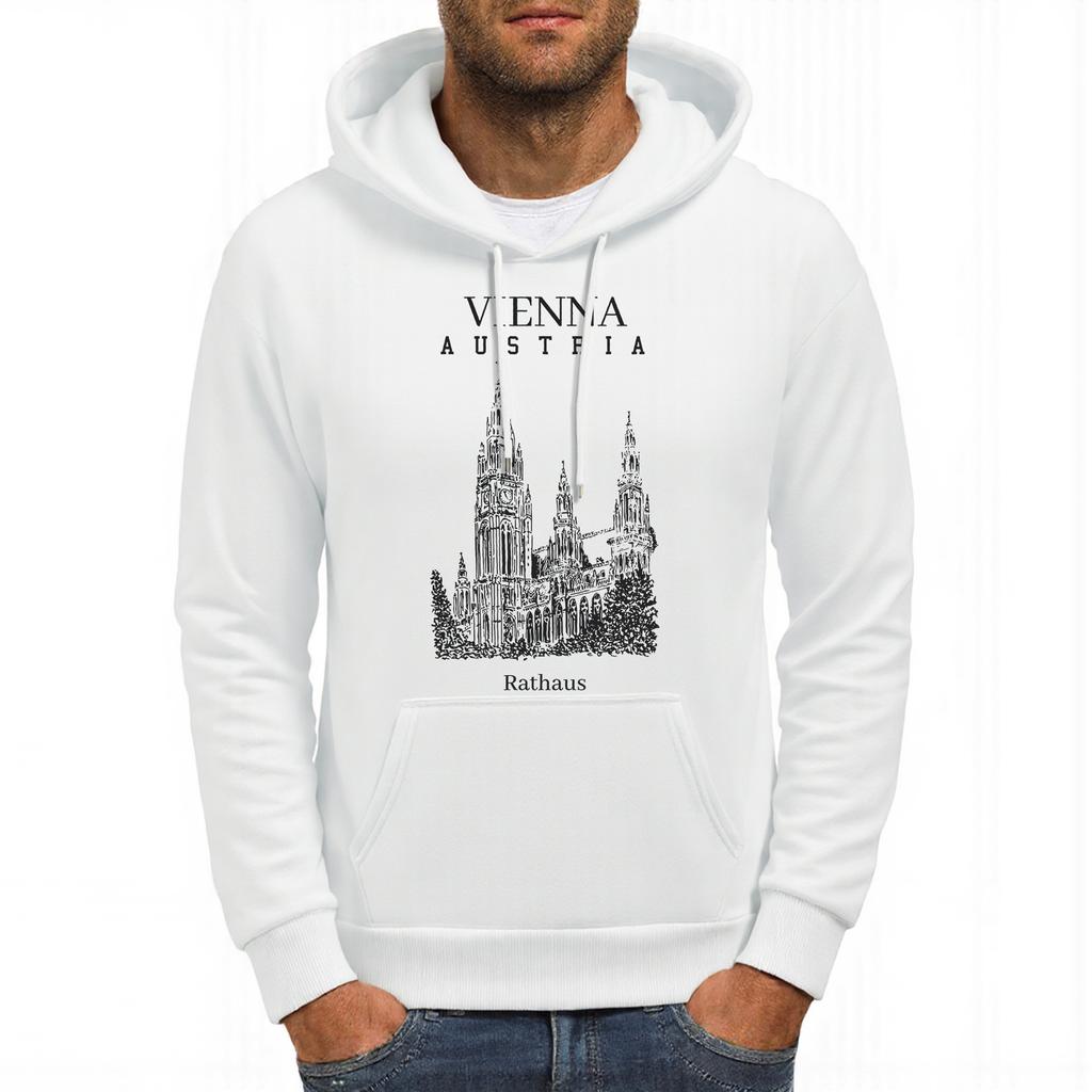Vienna Austria Rathaus Printing Hoody Men Hip Hop Autumn Hoodies Pocket Fleece Sportswear All-Match Oversized Male Hoodie