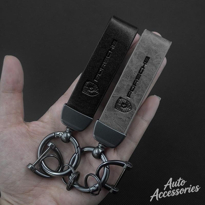 Car Keychain Key Chain Ring Pendant Lanyard Men Gifts For Porsche Cayenne Panamera Macan 911 718 Taycan Boxster Cayman Accessory
