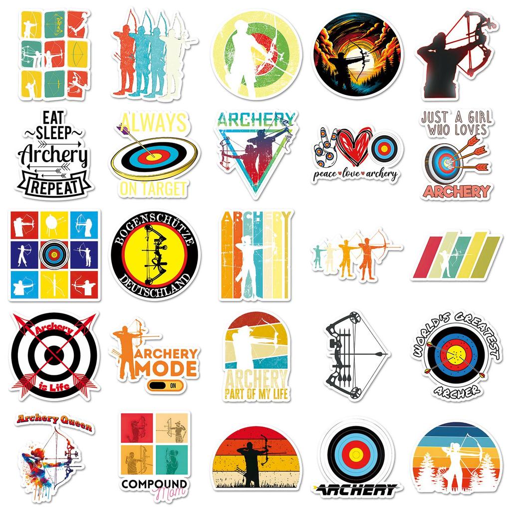 50pcs Archery Sports Cartoon Graffiti Stickers for Phone, Skateboard, Luggage, and Competition Decoration