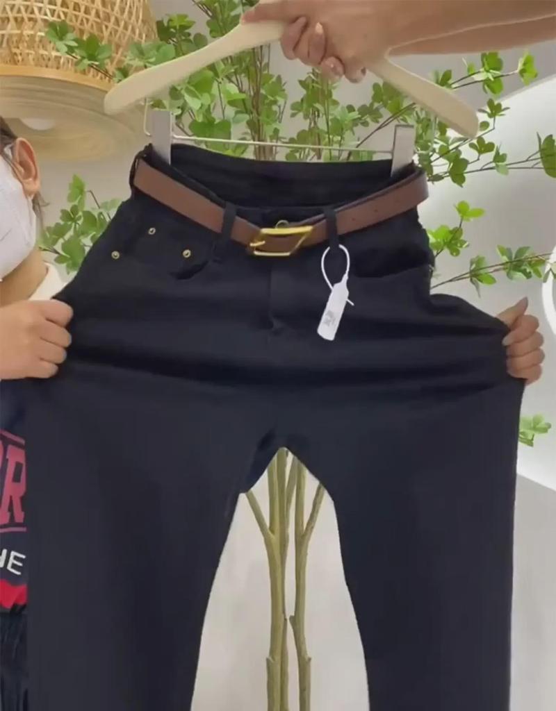 Kadınlar için Büyük Yüksek Bel Düz Paça Kot Pantolon - 2025 İlkbahar/Sonbahar, Petite Bol Kesim, Dokuz Nokta Harem Tarzı.