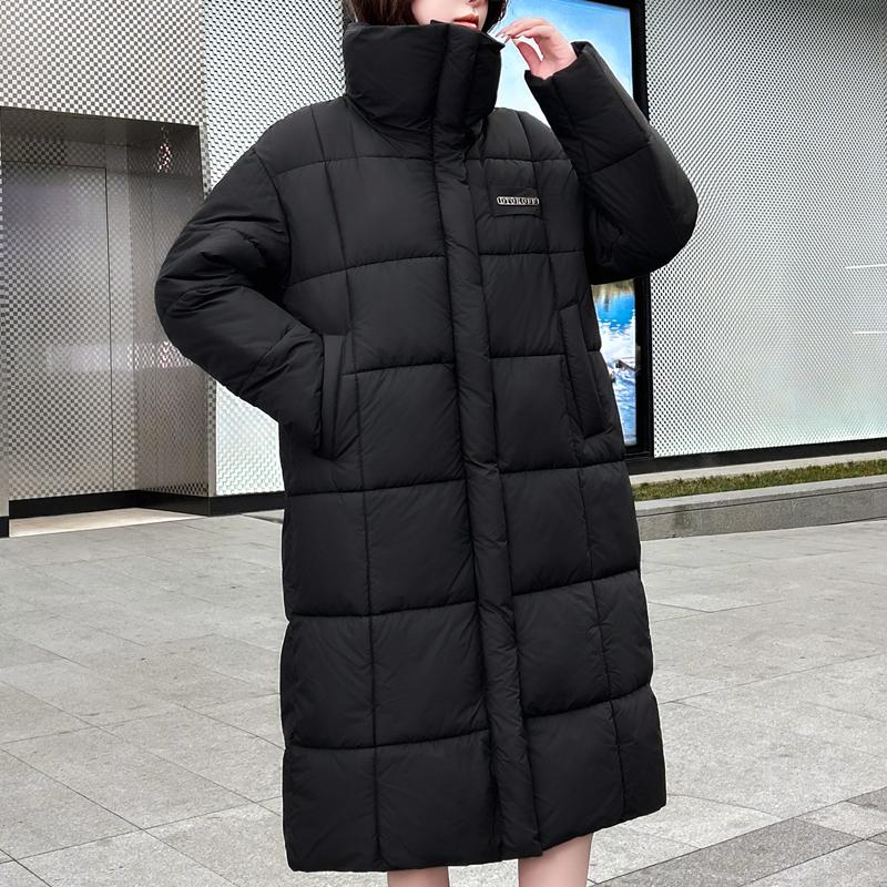 

Модная женская зимняя длинная куртка с воротником-стойкой, теплая, повседневная, зимняя парка для женщин M чёрный