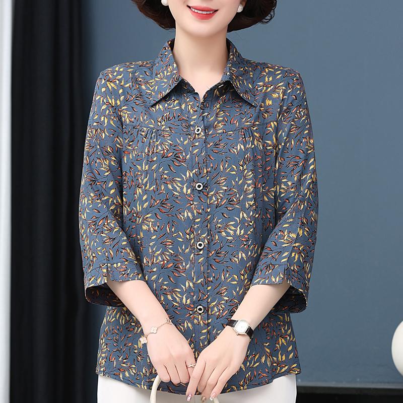 

Жіночі елегантні блузки великих розмірів XL-7XL, повсякденна вільна літня сорочка з вінтажним принтом і довгим рукавом 7XL