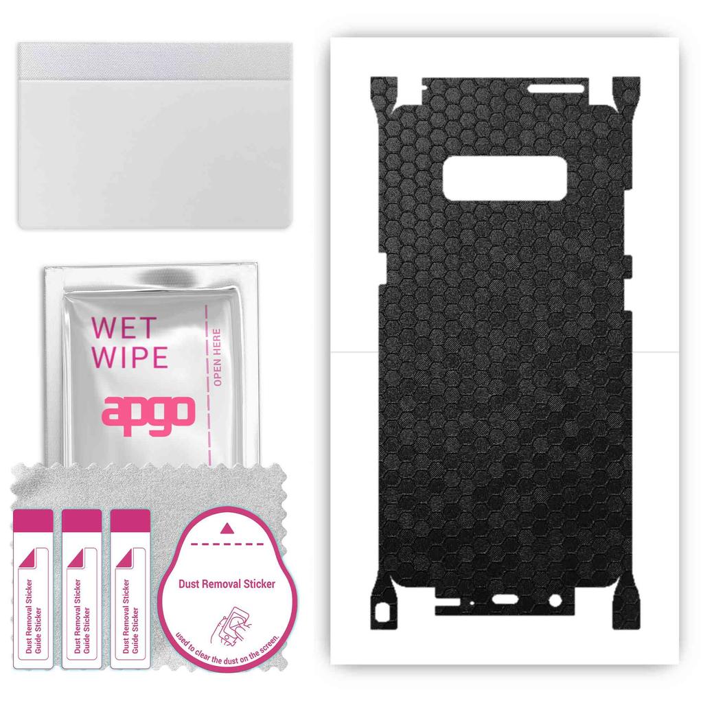 apgo Protective Skin Sticker for the back+sides compatible with Samsung Galaxy Note 8, Full Wrap Film, Foil, Vinyl - Pattern Black Honeycomb