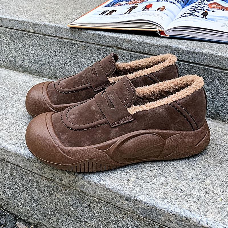 

Ретро платформа ботинки-бини женские утепленные и бархатные новые зимние женские туфли легкие хлопковые туфли ленивые повседневные туфли 40 коричневый