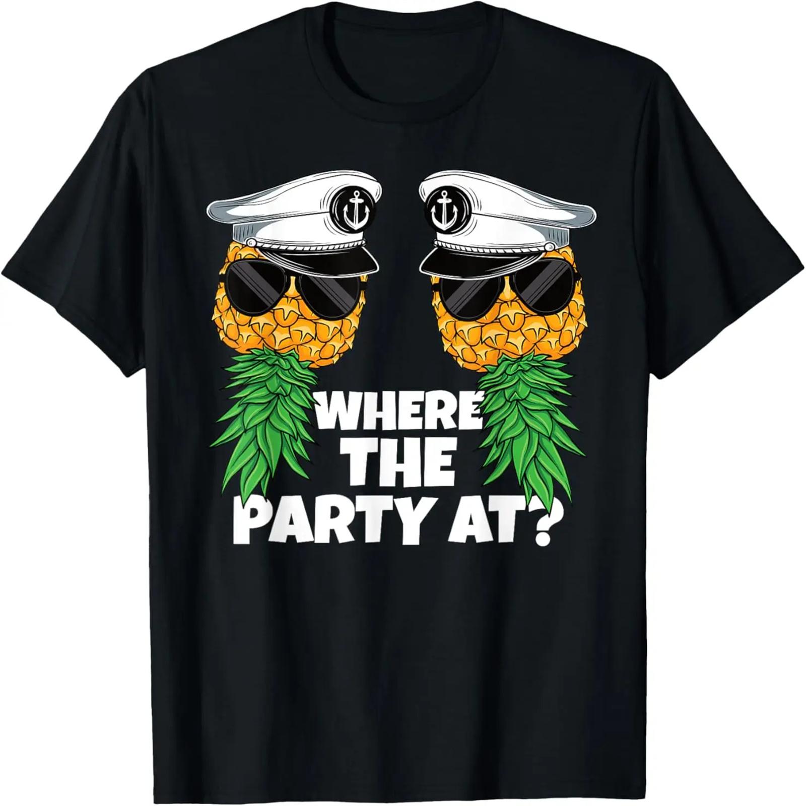 Where The Party At Cruise Upside Down Pineapple Swinger T-Shirt S чёрный