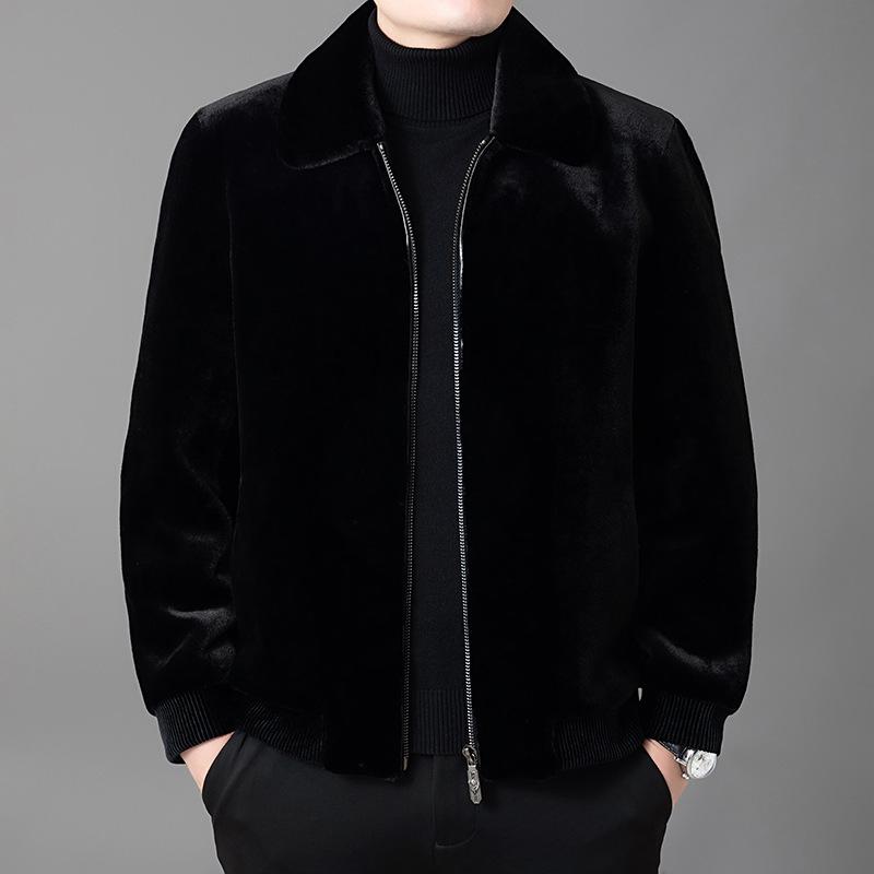 Men's Winter Faux Mink Coat 2025 - Warm, Thickened, Solid Color Lapel for Middle-Aged and Young Business Casual.