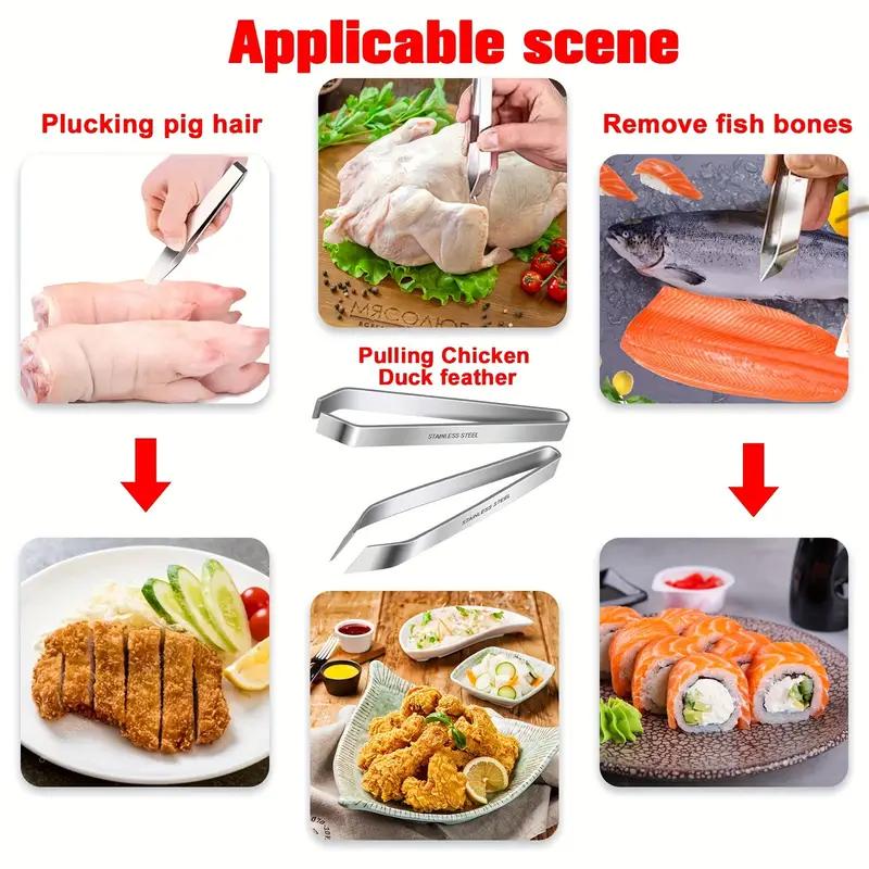 Stainless Steel Garlic Peeler, Kitchen Tool for Garlic Peeling and Fish Deboning, Hair Clip Design, Durable Kitchen Accessories
