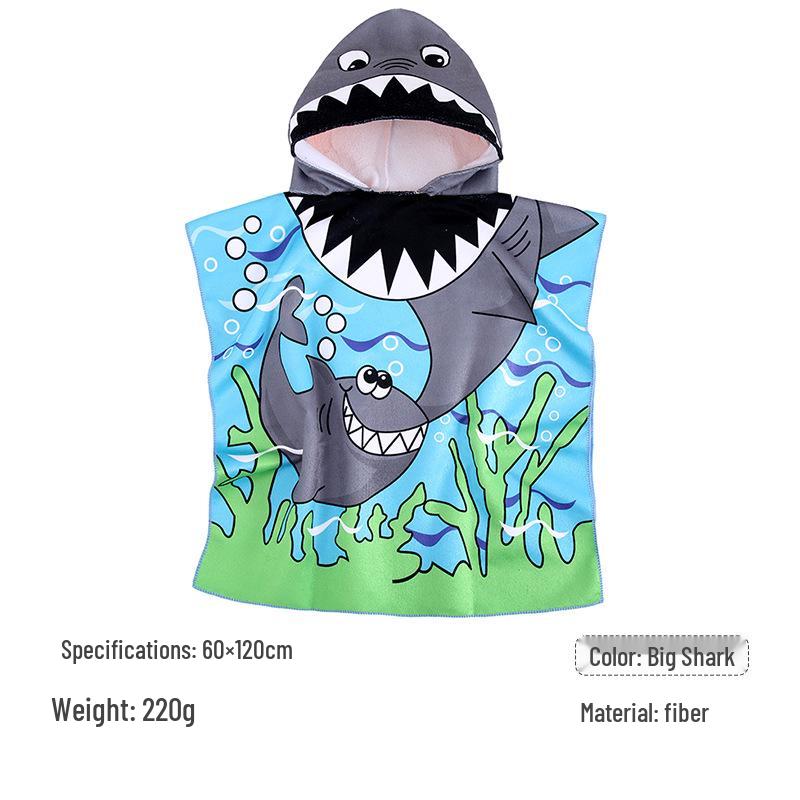 Kids' Quick-Dry Cartoon Swim Cape - Wearable Bath Towel with High Absorption