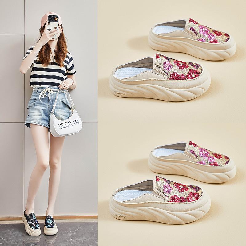 Sneakers casual da donna senza schienale, mocassini, scarpe antiscivolo con plateau, scarpe da sera per donna, scarpe da passeggio, mules estivi leggeri, sandali da spiaggia