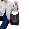 Genuine Leather Single-shoulder, Double-shoulder Crossbody Bag, High-end, Simple Cowhide Bag, Bucket Bag