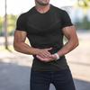 Men'S Fall Sports Fitness Casual Standing Collar Stretch Cationic Round Neck Short Sleeve T-Shirt Man