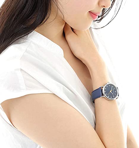 Anticlockwise Reverse Watch, Japanese Quartz Movement, Blue Genuine Leather Band (Blue)