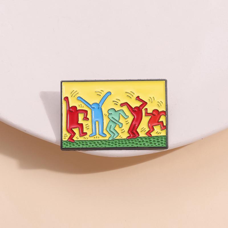 Musthave Haring Keith Inspired Yellow Brooch With Playful Cartoon Features For Lovers Art