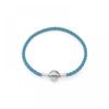 Pandora 598951c01 S Moment SeaShell claSh turquoiSe Braided Leather Leather Bracelet